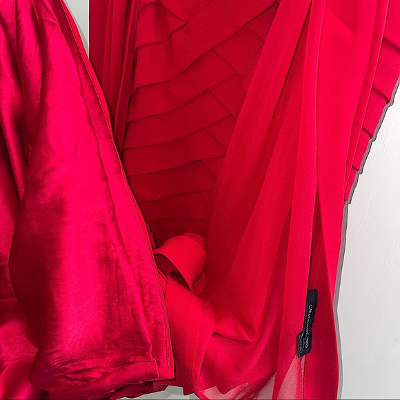 Carmen Marc Valvo Strapless Silk Cocktail Dress 6 - Picture 8 of 11